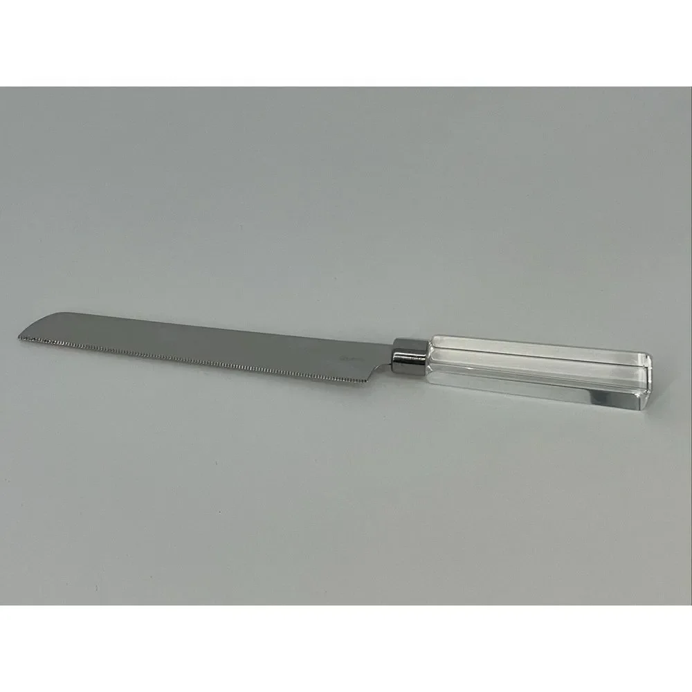 OLEG CASSINI CRYSTAL CAKE KNIFE SIGNED -‎ STAINLESS STEEL Stunning !